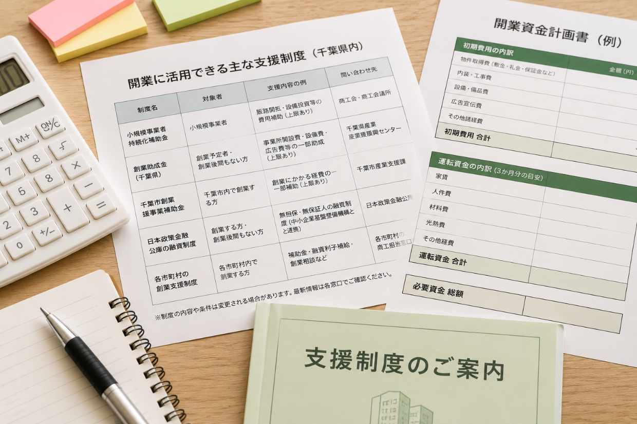 千葉で開業するときに利用したい支援制度